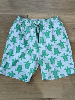 Crewcuts boys swim trunks shorts blue green turtles size 12